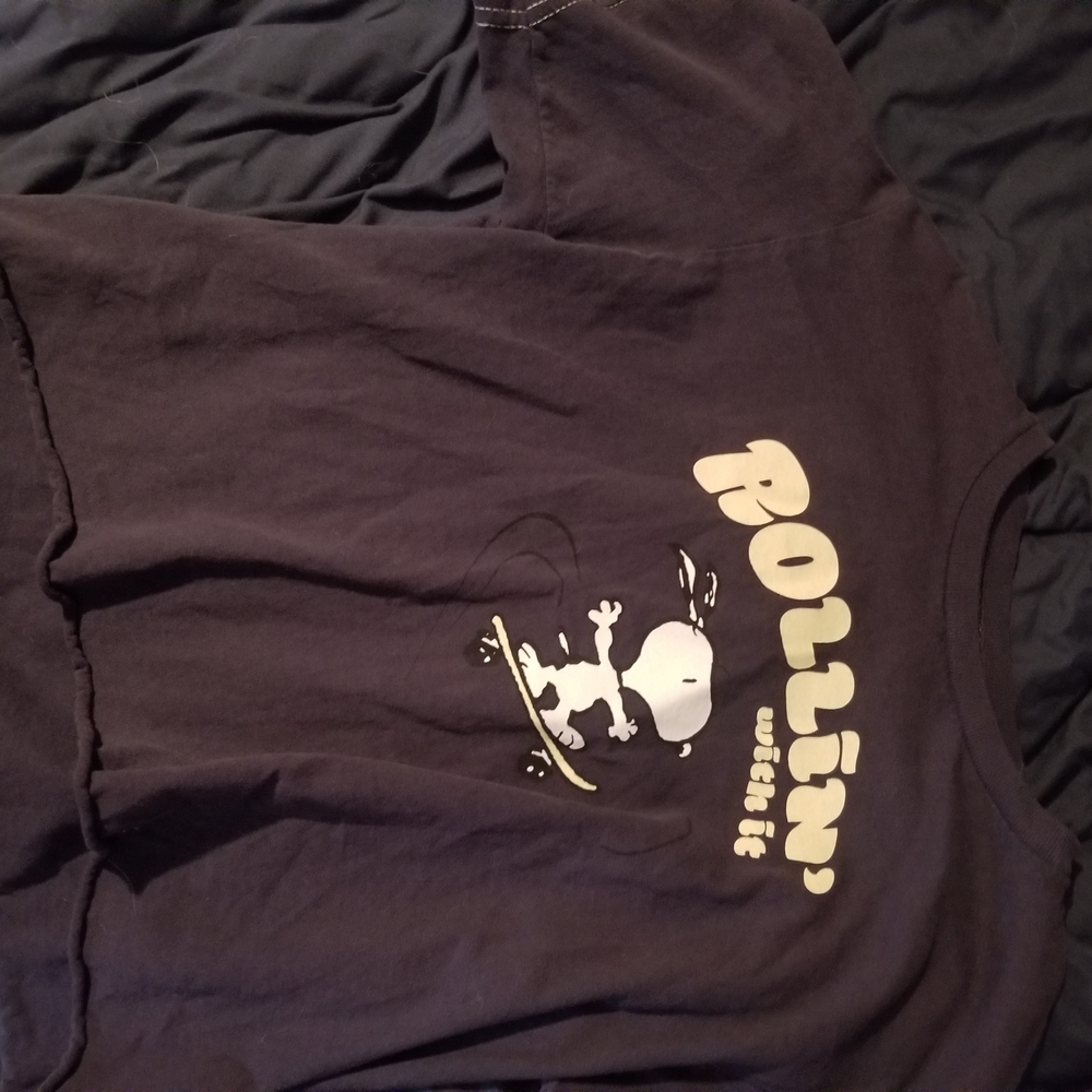 Peanuts Black Short Sleeve Tee Casual Top